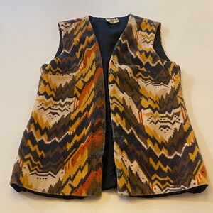Vintage multicolor Chevron Corduroy Vest - Yellow, Brown, Black, Blue, Orange